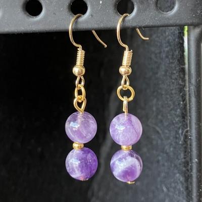 AMETHYSTE BOUCLES D OREILLE OR