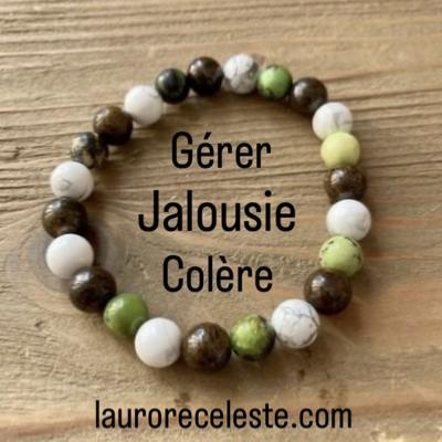 Colre Jalousie : 3 Pierres / Bracelet Lithothrapie - L' Aurore Cleste