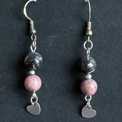 RHODONITE BOUCLES D OREILLE
