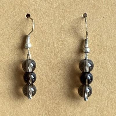 QUARTZ FUME BOUCLES D OREILLES