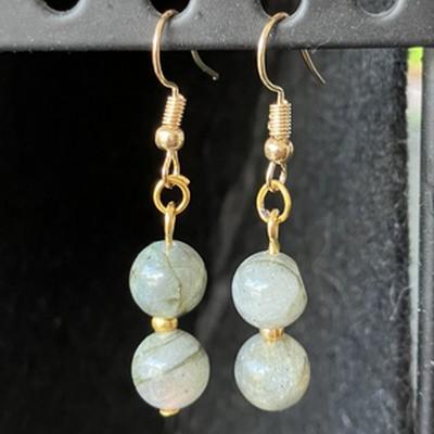 LABRADORITE BOUCLES D OREILLE OR