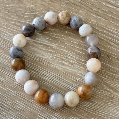 AGATE FEUILLE DE BAMBOU BRACELET 10 MM