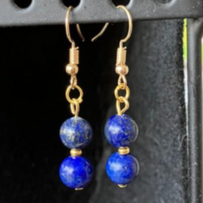 LAPIS LAZULI BOUCLES D OREILLE OR