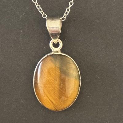 OEIL DU TIGRE PENDENTIF ARGENT
