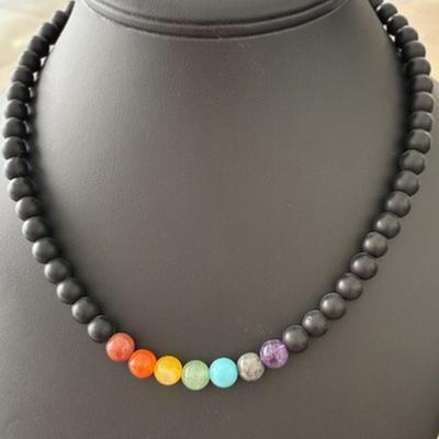 7 CHAKRAS ONYX COLLIER