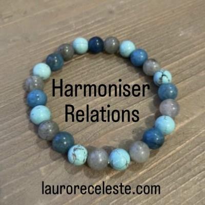 Harmoniser les relations : 3 Pierres / Bracelet Lithothrapie - L' Aurore Cleste