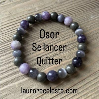Oser se lancer / Quitter : 3 Pierres / Bracelet Lithothrapie - L' Aurore Cleste