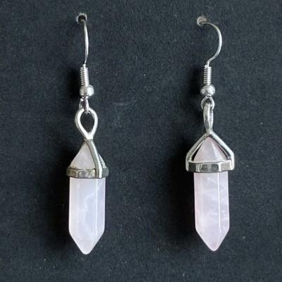 QUARTZ ROSE BOUCLES D OREILLE
