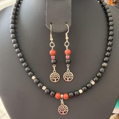 PARURE OBSIDIENNE ARBRE DE VIE